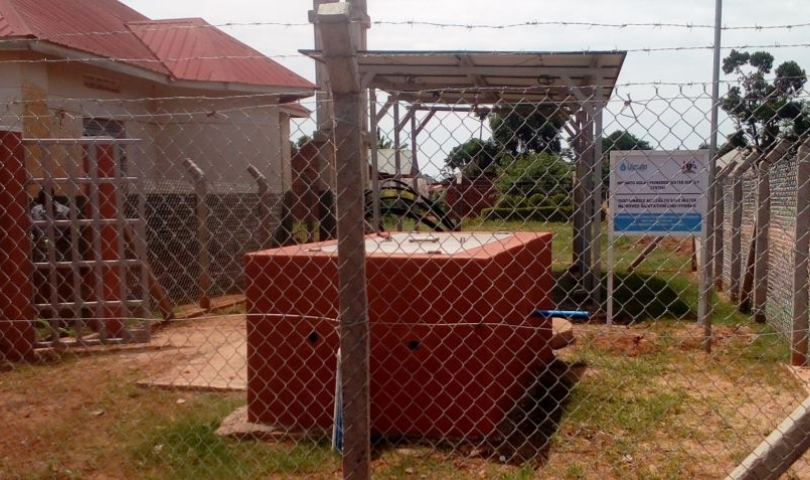 Mitimito village solar water station positioned in front of the mosque