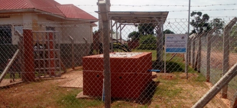 Mitimito village solar water station positioned in front of the mosque